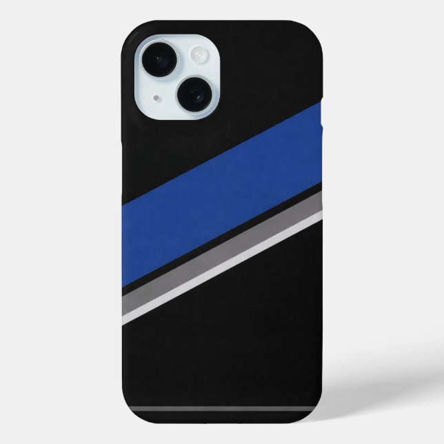Blue Black & White Abstract Pattern Phone Case  (Back)