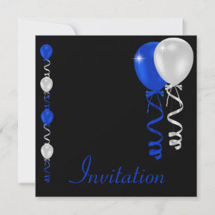 Blue Black & White Balloons Special Event Invitation