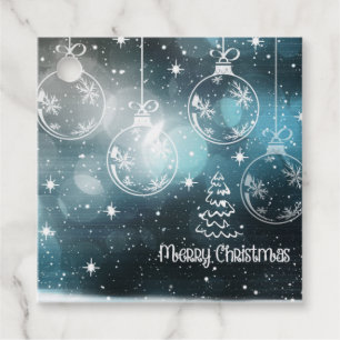 Blue Black White Christmas Ornaments Favour Tags