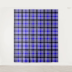 Blue Black White Flannel Tartan Pattern Design  Tapestry