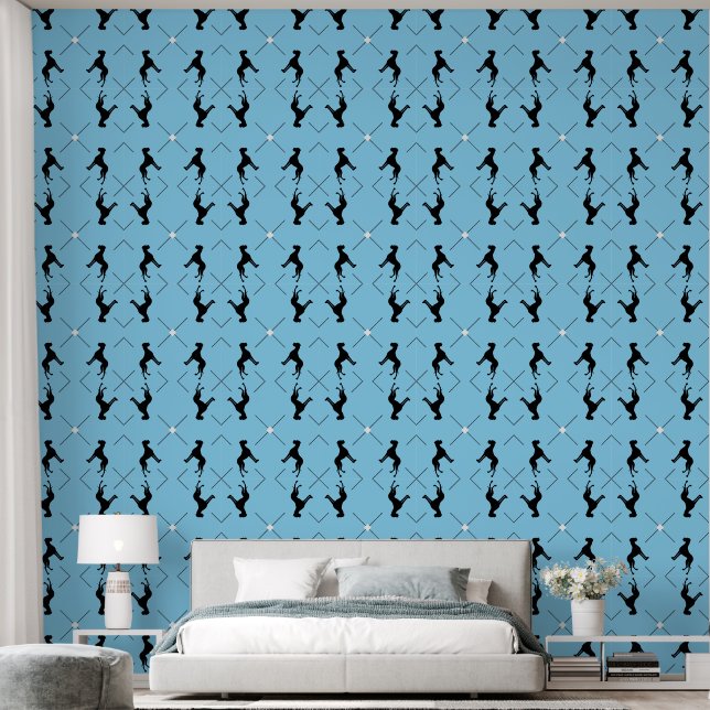 blue Black White Great Dane Wallpaper  (Bedroom)