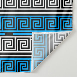 Blue Black White Greek Key Fret Pattern Design Tapestry