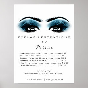 Blue Black White Makeup Eyes Lashes Prices Poster