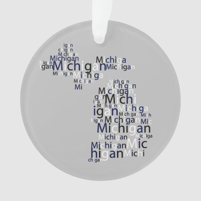 Blue, Black & White Michigan Ornament (Front)