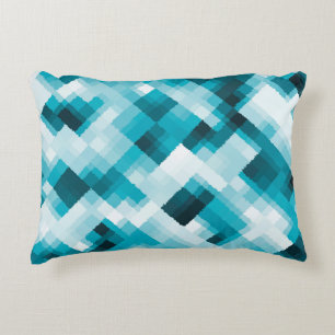 Blue Black White Modern Abstract Pattern Decorative Cushion
