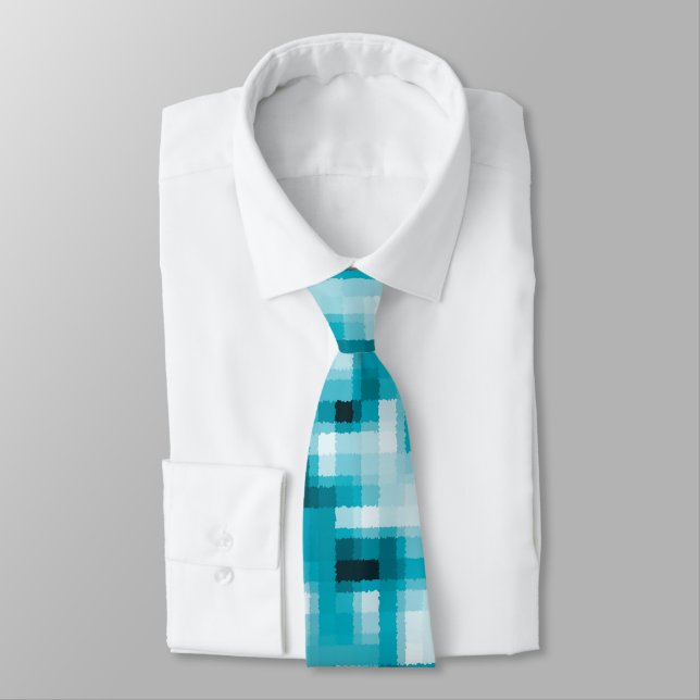 Blue Black White Modern Abstract Pattern Tie (Tied)