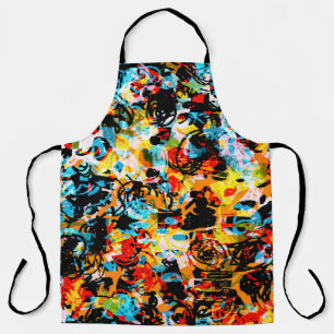 Blue, black, white, orange colour. Bright seamless Apron