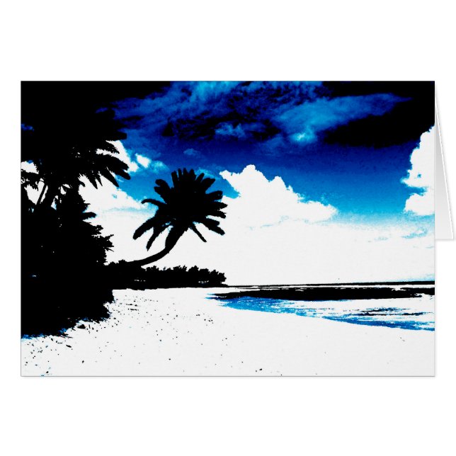 Blue Black White palm Tree Silhouette (Front Horizontal)