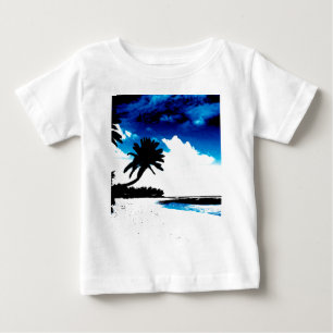 Blue Black White palm Tree Silhouette Baby T-Shirt