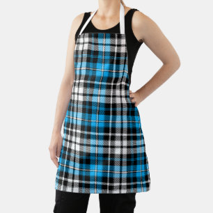 Blue Black White Plaid Tartan Pattern Design Apron