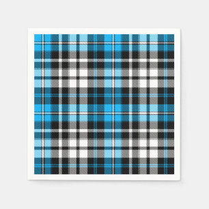 Blue Black White Plaid Tartan Pattern Design Napkin