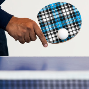 Blue Black White Plaid Tartan Pattern Design Ping Pong Paddle