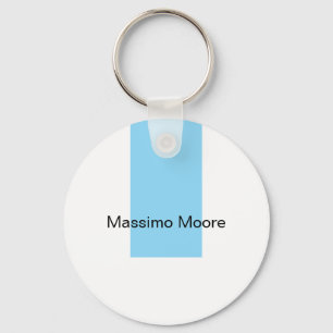 Blue Black White Plain Elegant Own Name Key Ring