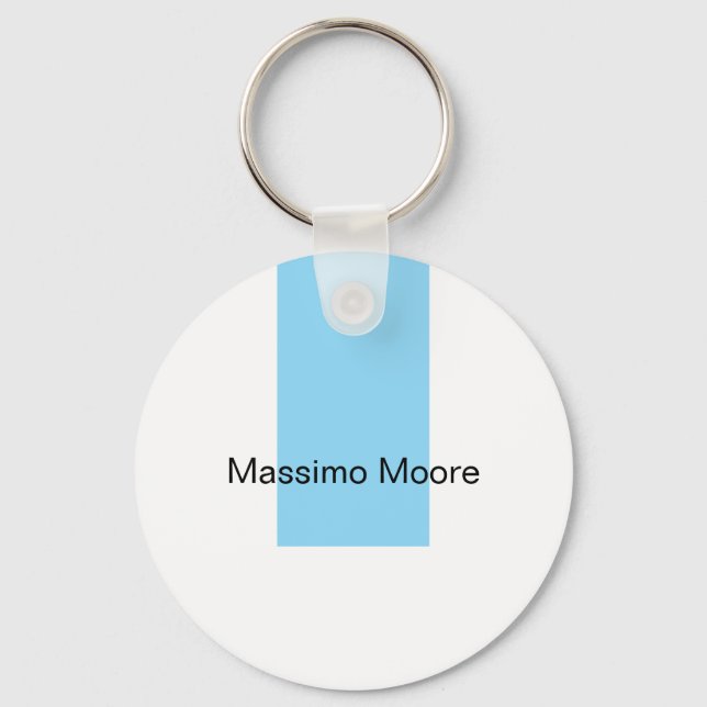Blue Black White Plain Elegant Own Name Key Ring (Front)