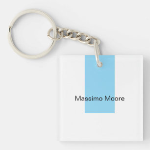 Blue Black White Plain Elegant Own Name Key Ring