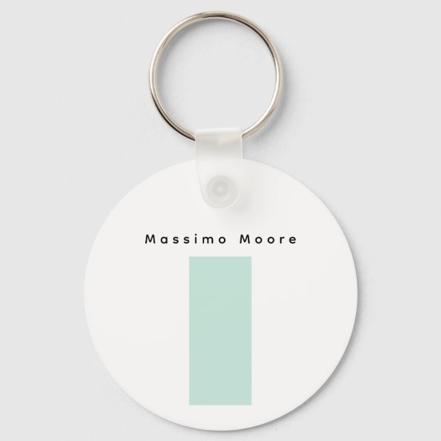 Blue Black White Plain Elegant Own Name Key Ring (Front)