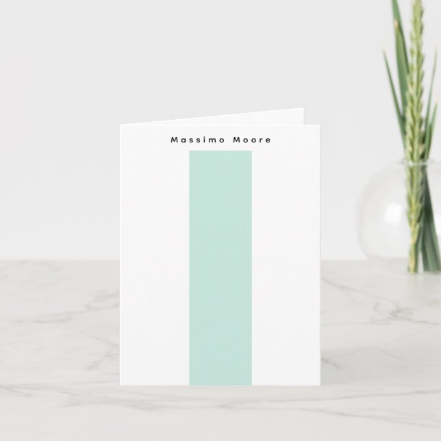 Blue Black White Plain Elegant Own Name Note Card (Front)