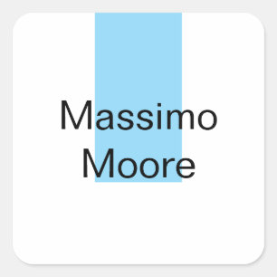 Blue Black White Plain Elegant Own Name Square Sticker
