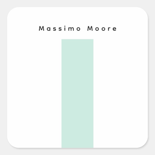 Blue Black White Plain Elegant Own Name Square Sticker (Front)