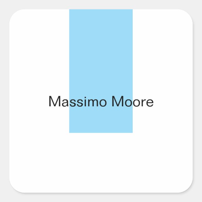 Blue Black White Plain Elegant Own Name Square Sticker (Front)