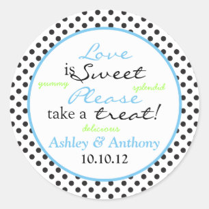Blue Black White Polka Dot Candy Buffet Stickers