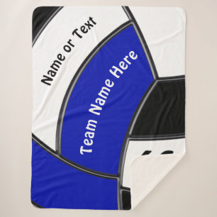 Blue Black White Senior Night Gifts for Volleyball Sherpa Blanket