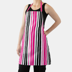 Blue Black White Stripes Pattern Design  Apron