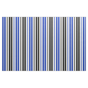 Blue Black White Stripes Pattern Design Fabric