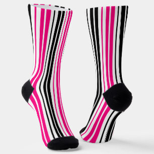 Blue Black White Stripes Pattern Design  Socks
