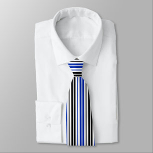 Blue Black White Stripes Pattern Design Tie