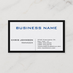 Blue Black White Unique Chic Manager Business Card