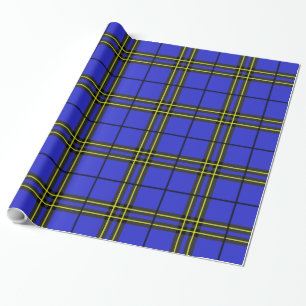 Blue Black Yellow Tartan Wrapping Paper