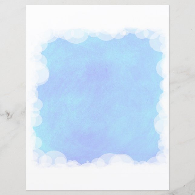 Blue Blends White Bubble Clouds Scrapbook Paper (Front)