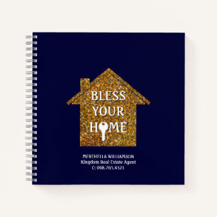 Blue BLESS YOUR HOME Real Estate Notebook