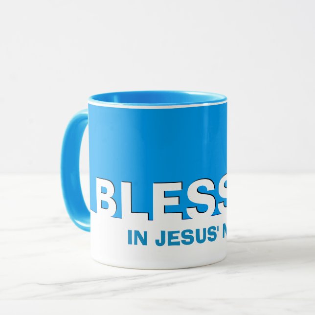 Blue BLESSED Christian Mug (Front Left)
