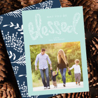 Blue Blessed Christmas Religious Custom Photo