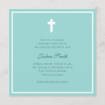 Blue Blessing Invitation<br><div class="desc">Religious blue invitation featuring an outer white border and a white cross. © Mood 4 Cute</div>