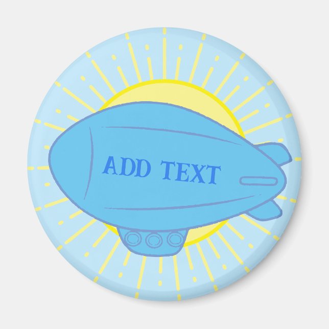 Blue Blimp Balloon In Sunny Sky Custom Sticker Magnet (Front)