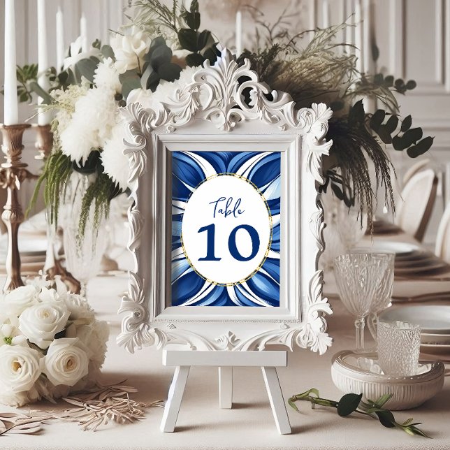 Blue Bliss Organic Floral Table Number (Blue bliss organic floral table number card.)