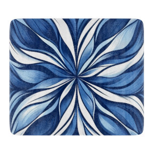 Blue Bliss: Organic Psychedelic Floral Cutting Board