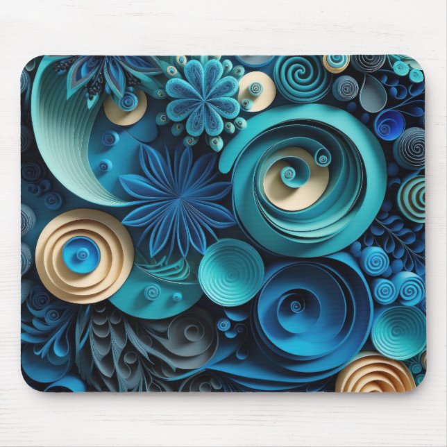Blue Bliss Paper Quill  Mouse Mat (Front)