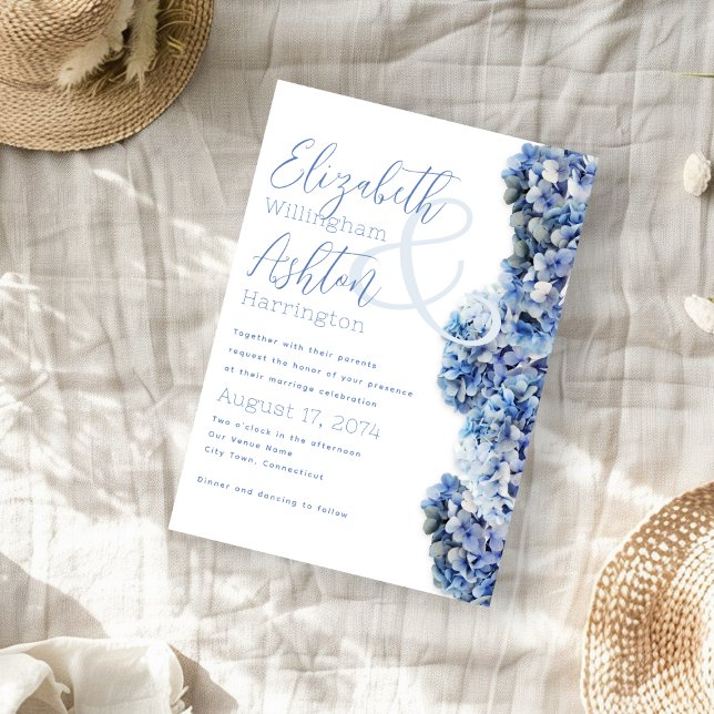 Blue Bliss Wedding Full Names of Couple Invitation (Creator Uploaded)