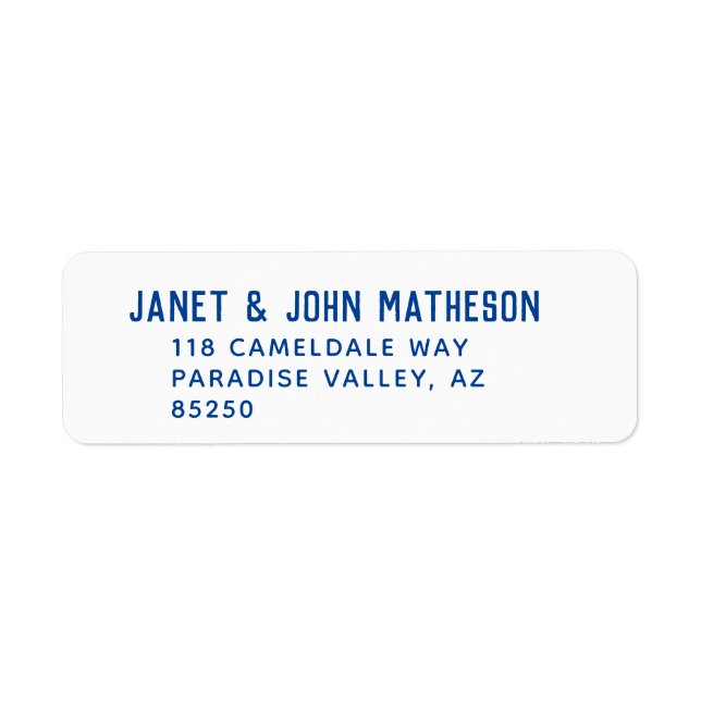 Blue Block Letter Easy To Read Return Address (Front)