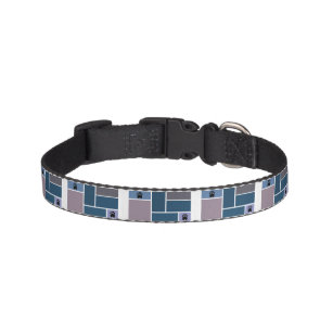 Blue Block Retro Design Dog Collar