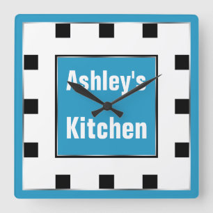 Blue Block Square Personalised Wall Clock