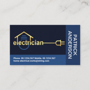 Blue Blocks Gold Electrician Wiring Business Card