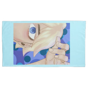Blue blonde hair boy semi realism artstyle pillowcase