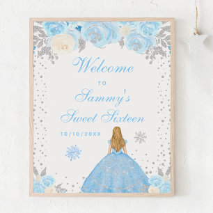 Blue Blonde Hair Girl Sweet Sixteen Welcome Poster