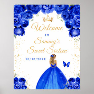 Blue Blonde Hair Princess Sweet Sixteen Welcome Poster