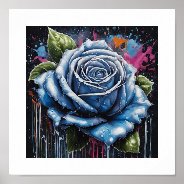 Blue Blood-Moon Rose Poster (Front)